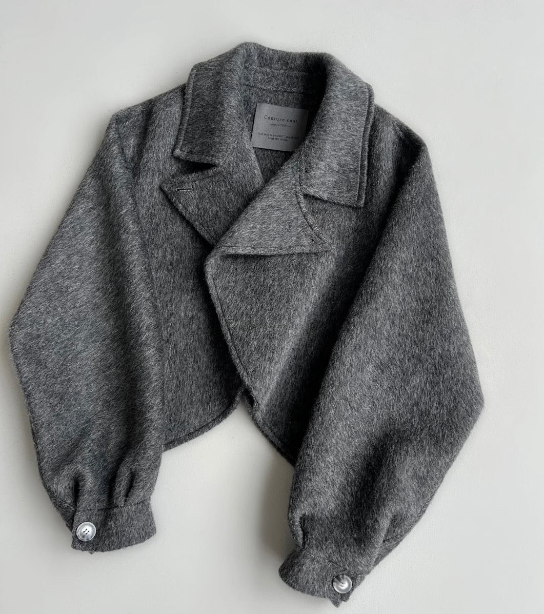Floral 100% Wool Ruffle Cropped Jacket