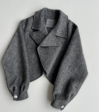 Floral 100% Wool Ruffle Cropped Jacket
