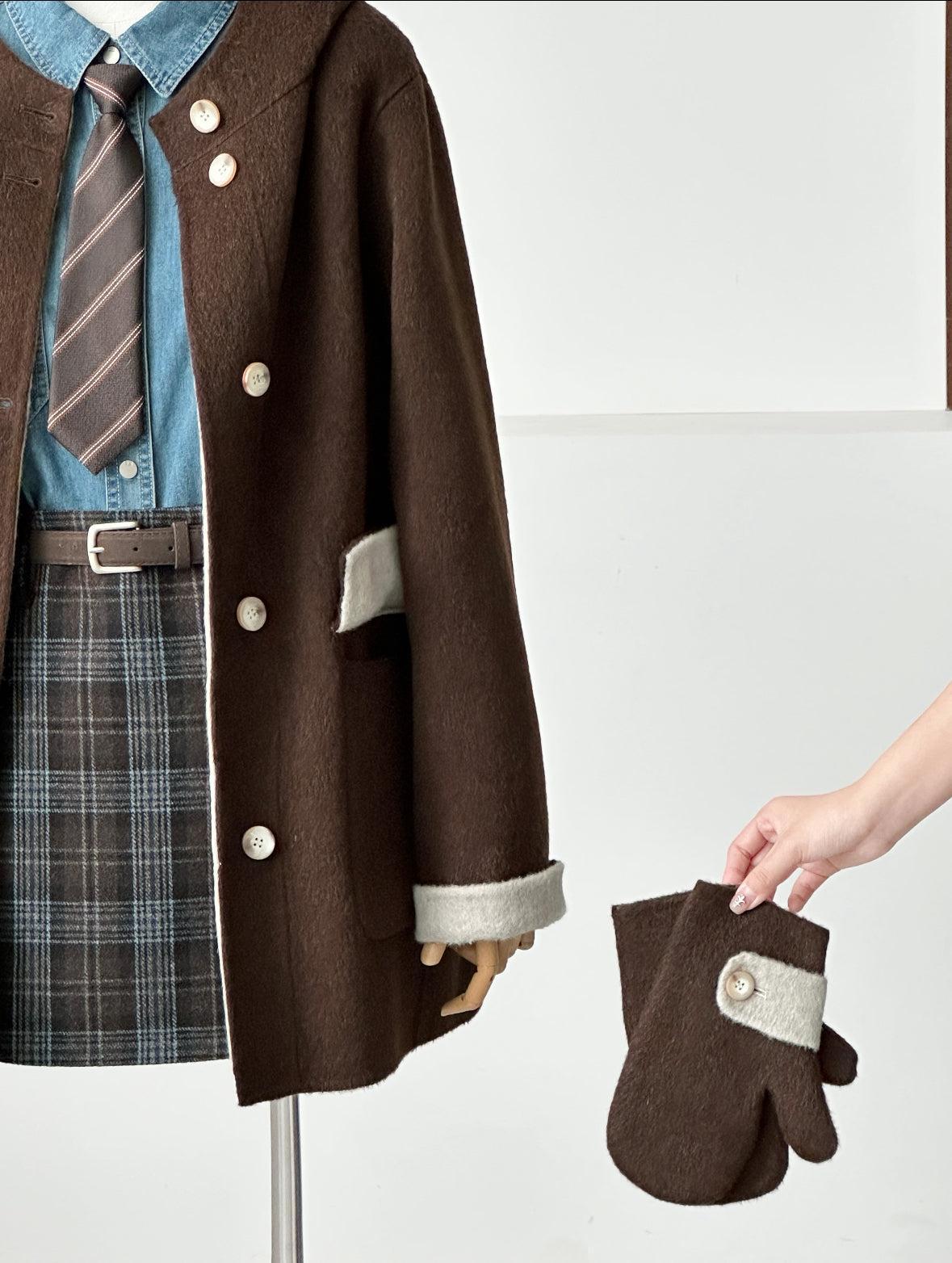 Bivor Two-tone Wool Jacket with Mittens- 4 Colors