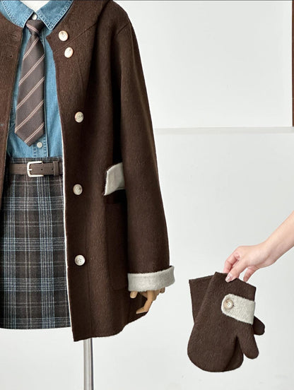 Bivor Two-tone Wool Jacket with Mittens- 4 Colors