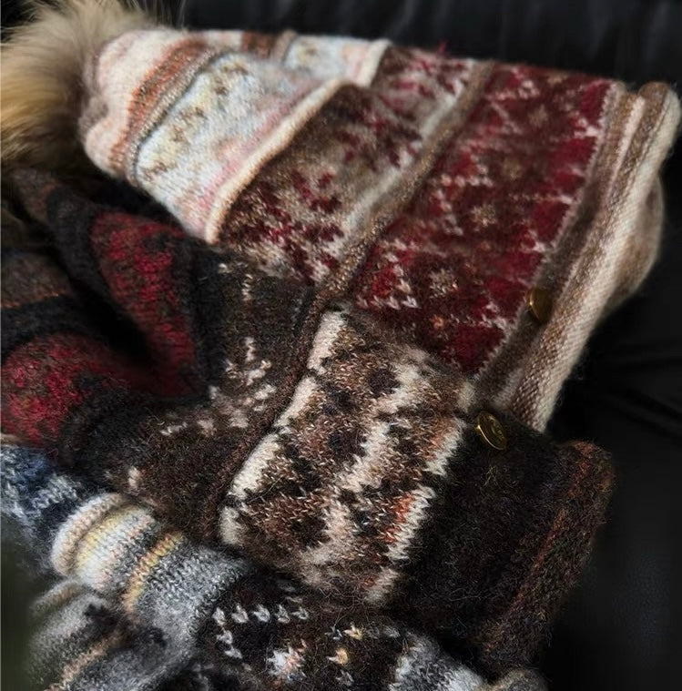 Alpine Fair Isle Knit Pom-Pom Beanie
