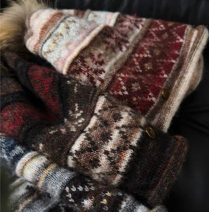 Alpine Fair Isle Knit Pom-Pom Beanie