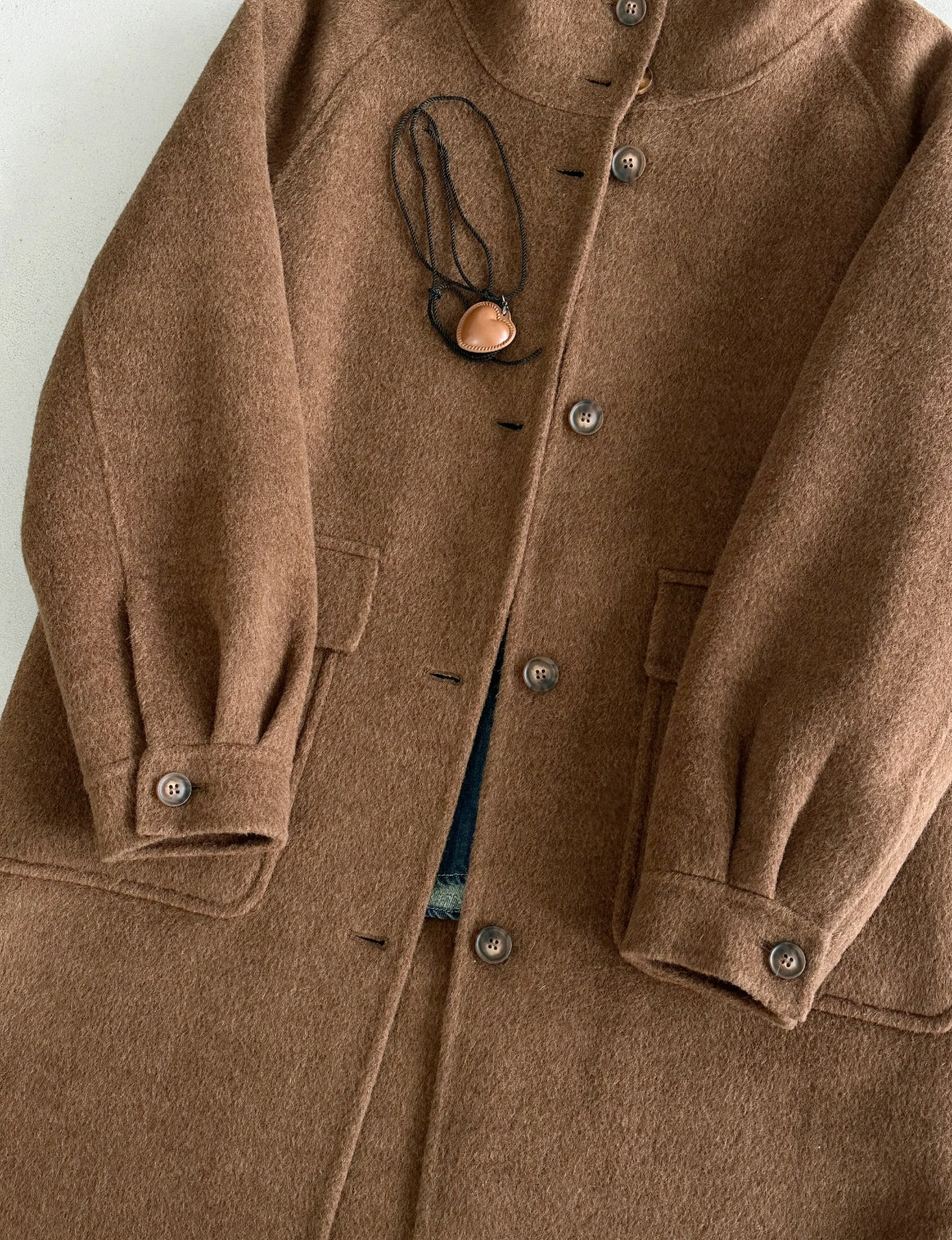 Clover Hooded Longline Wool Coat - Brown