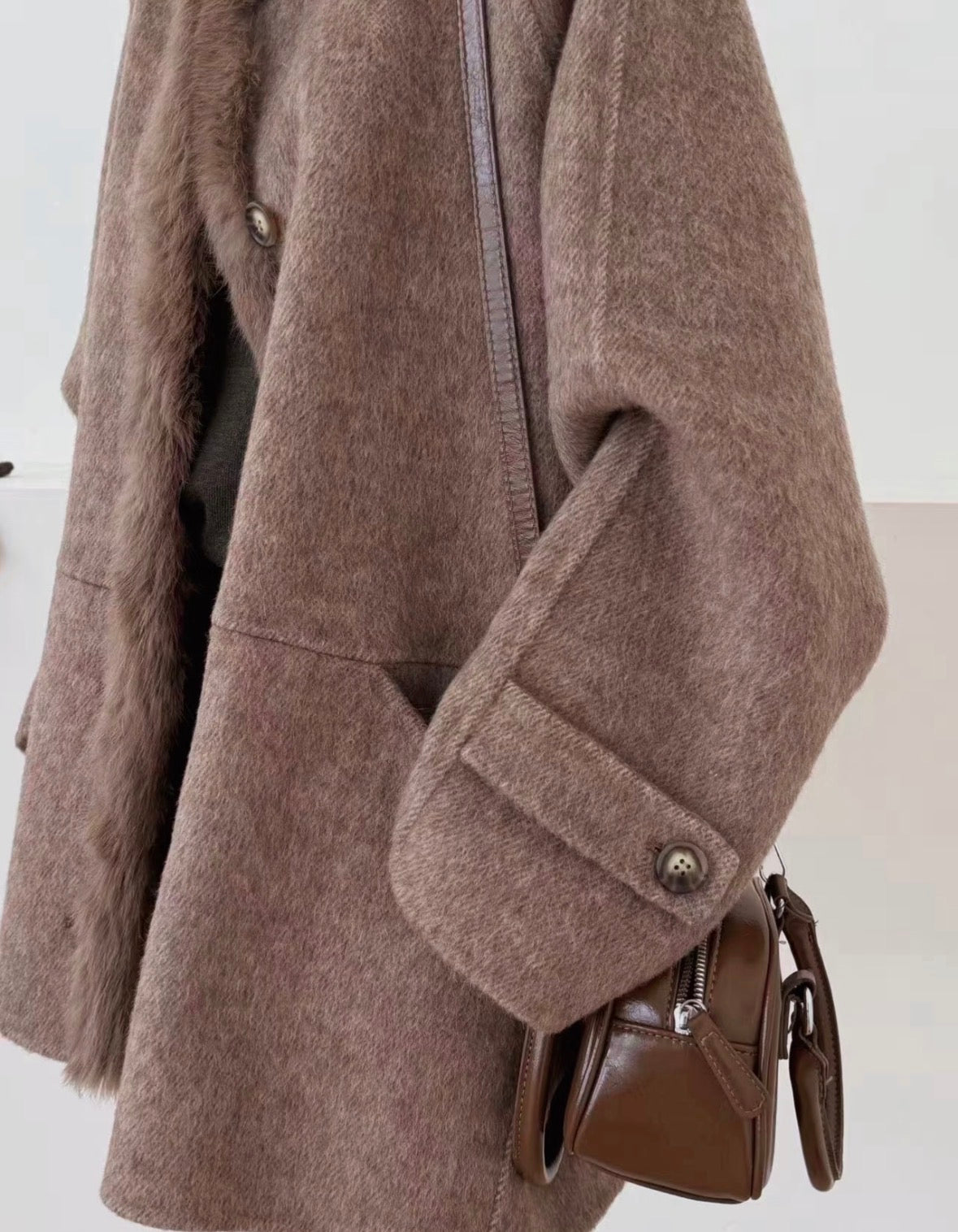 Elowen Fur-Trim Wool Coat