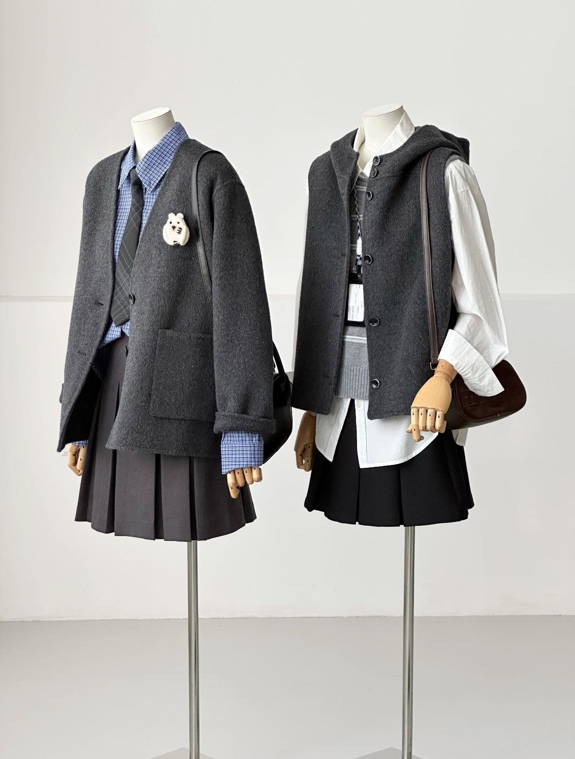 Dualis 3 in 1 Short Wool Jacket and Vest Set - 2 Colors