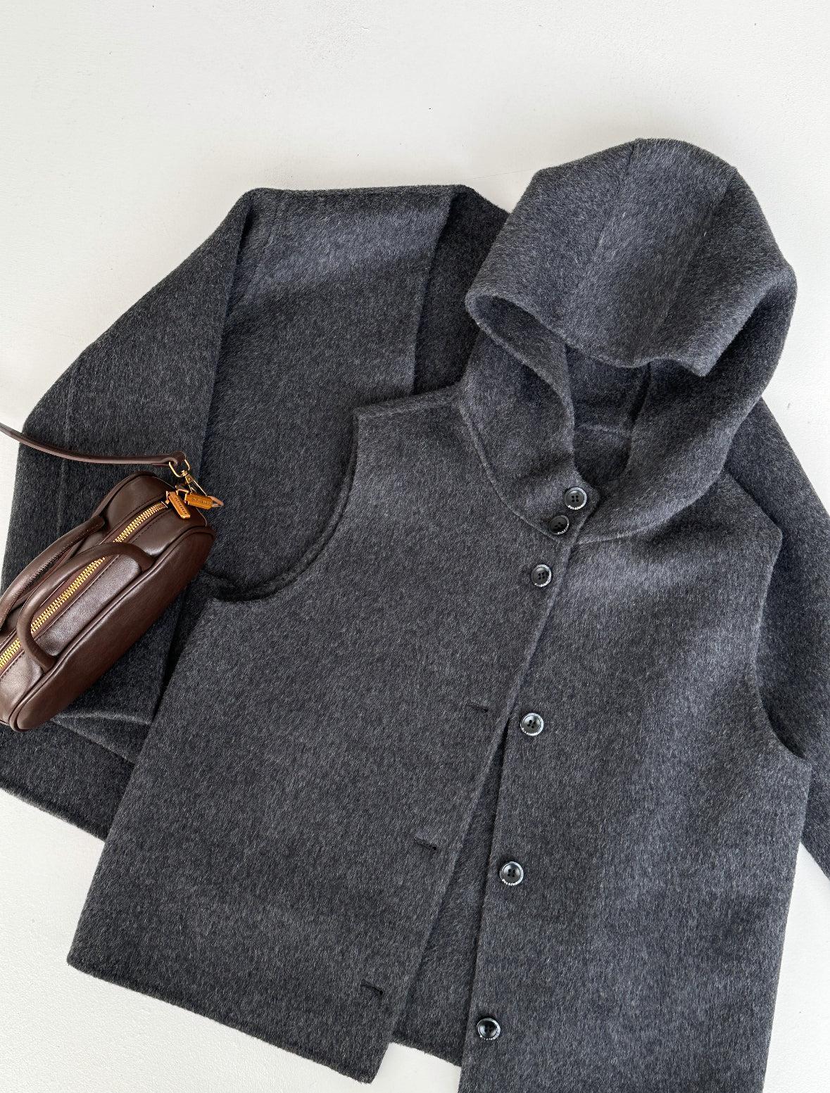 Dualis 3 in 1 Short Wool Jacket and Vest Set - 2 Colors