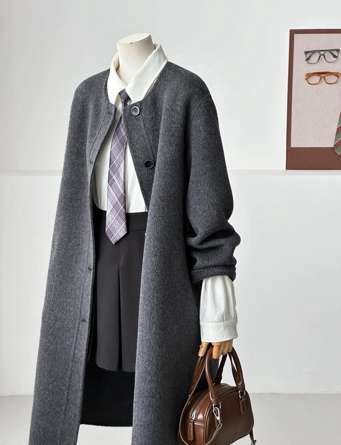 Dualis 3 in 1 longline wool coat and vest set- 2 Colors