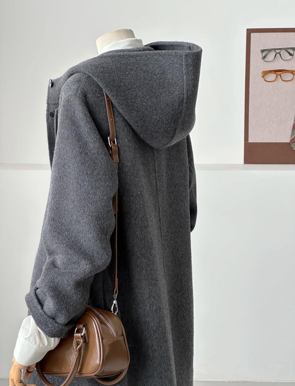 Dualis 3 in 1 longline wool coat and vest set- 2 Colors