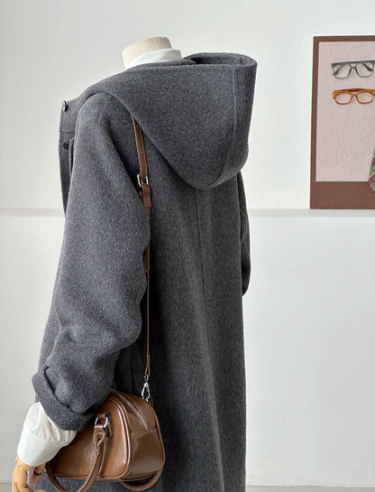 Dualis 3 in 1 longline wool coat and vest set- 2 Colors