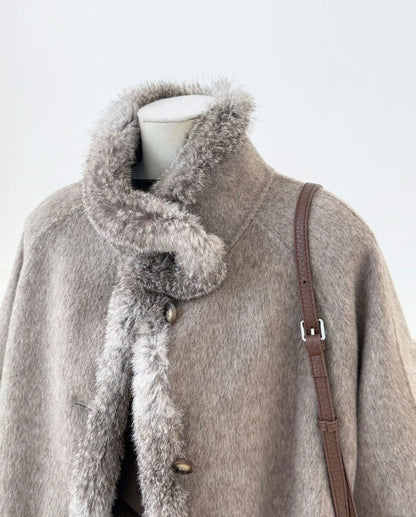 Elowen Fur-Trim Wool Coat