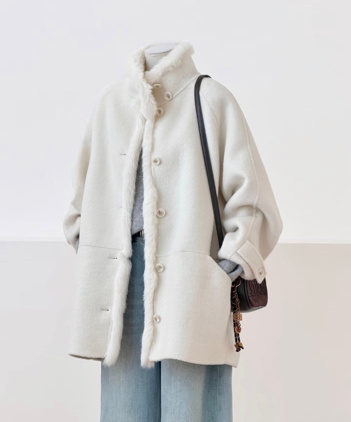 Elowen Fur-Trim Wool Coat
