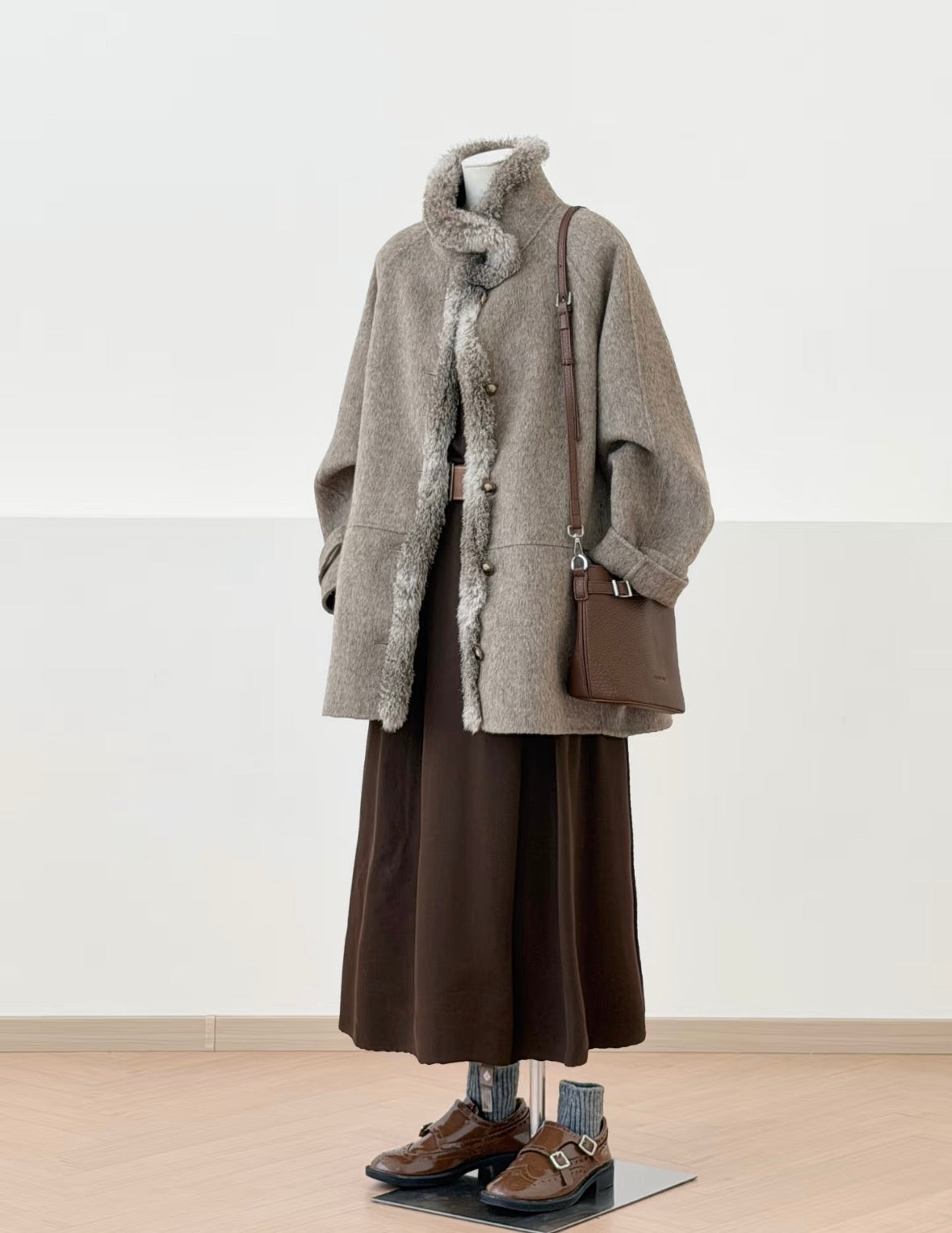 Elowen Fur-Trim Wool Coat