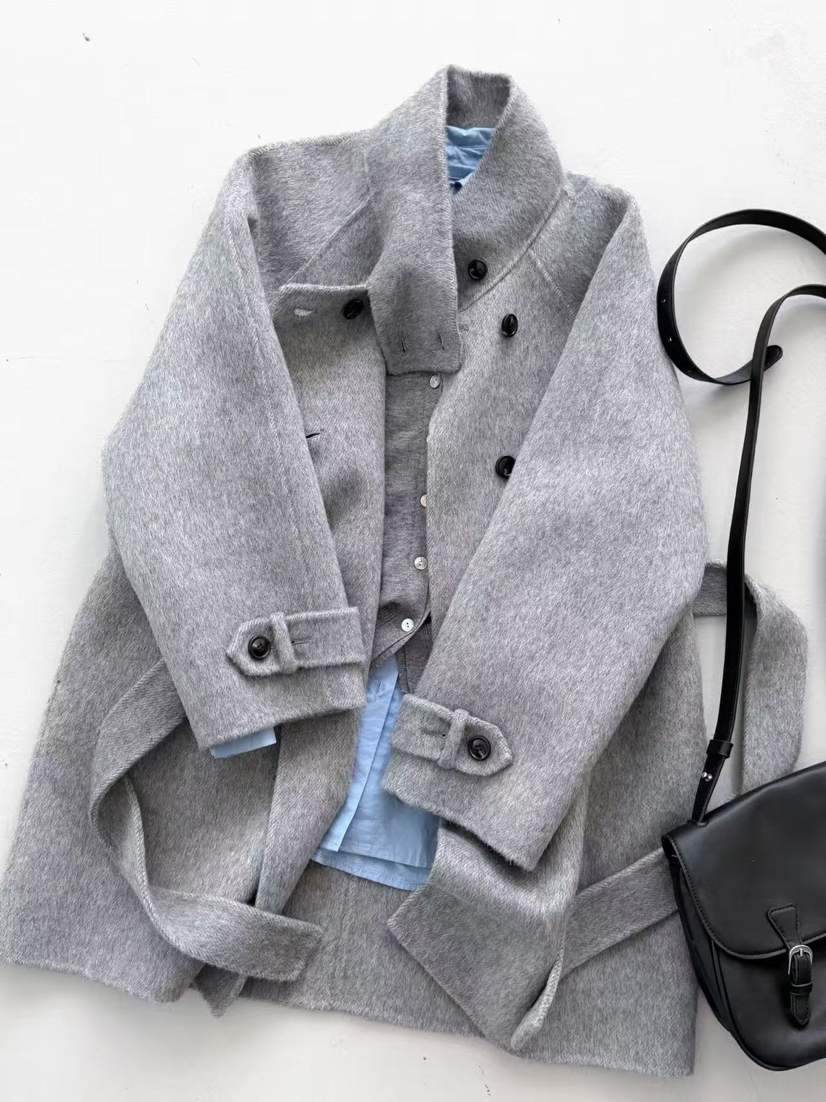 Mara Double-Breasted 100% Natural Fabrics Peacoat
