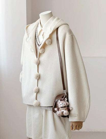 Ella Short Hooded Jacket-Cream
