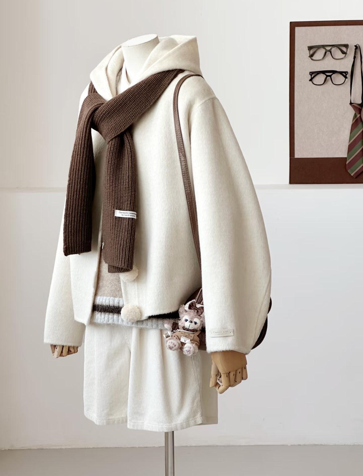 Ella Short Hooded Jacket-Cream