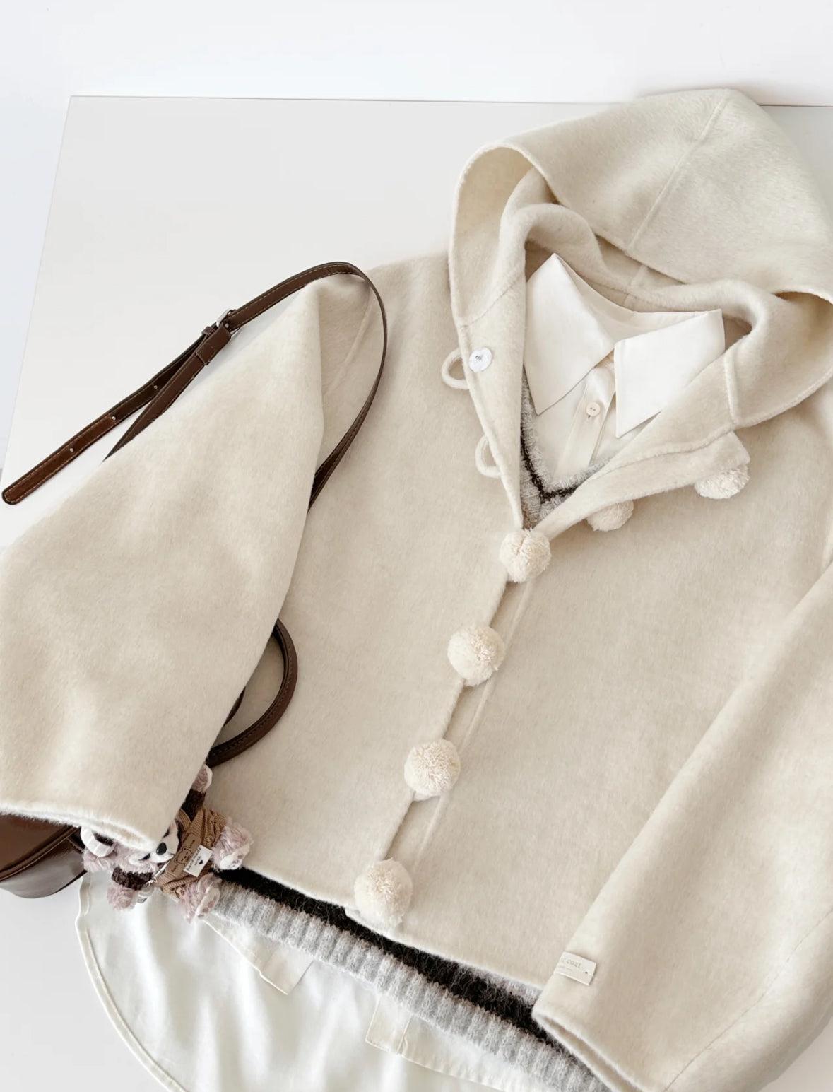 Ella Short Hooded Jacket-Cream