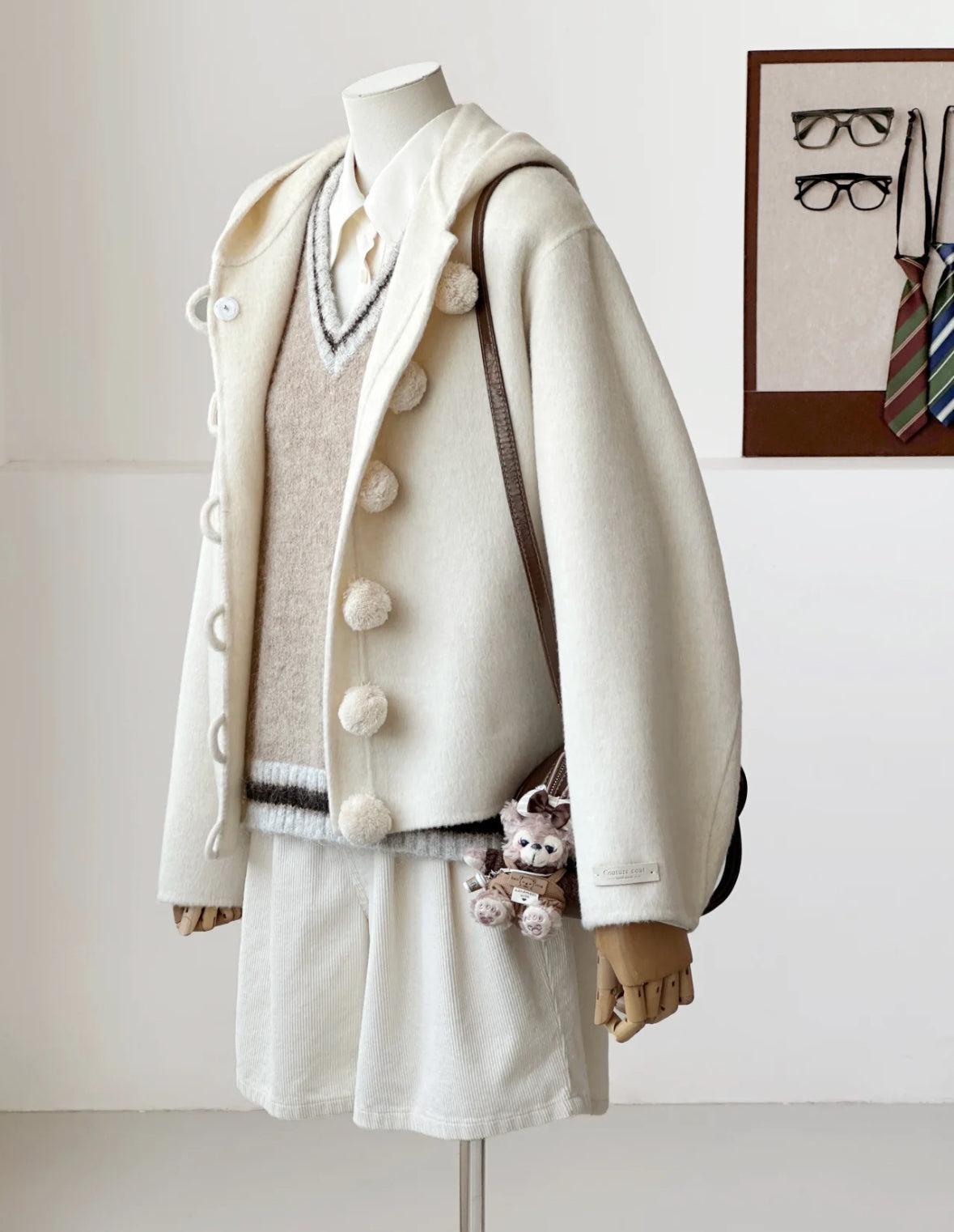 Ella Short Hooded Jacket-Cream