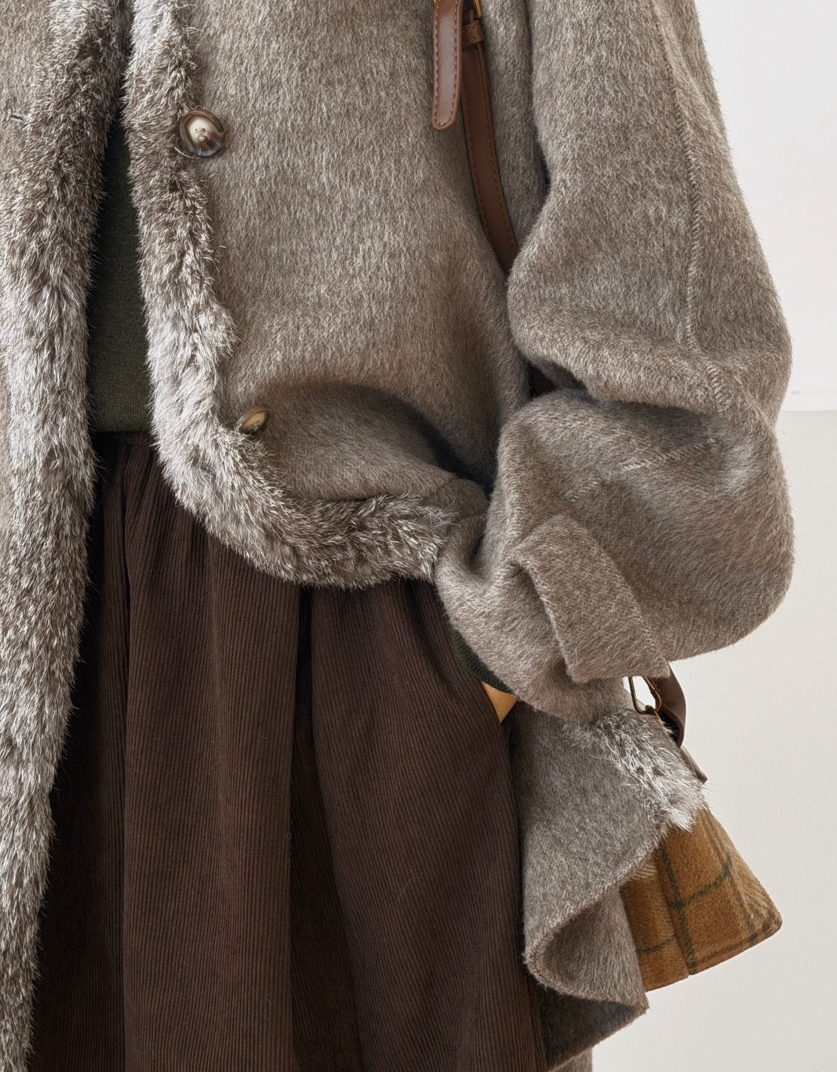 Elowen Fur-Trim Wool Coat