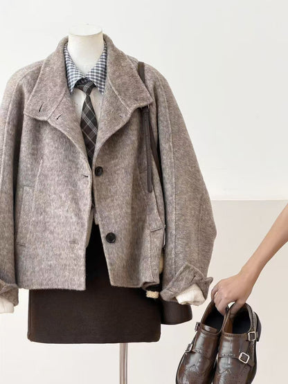 Elara Batwing Relaxed Fit Wool Jacket