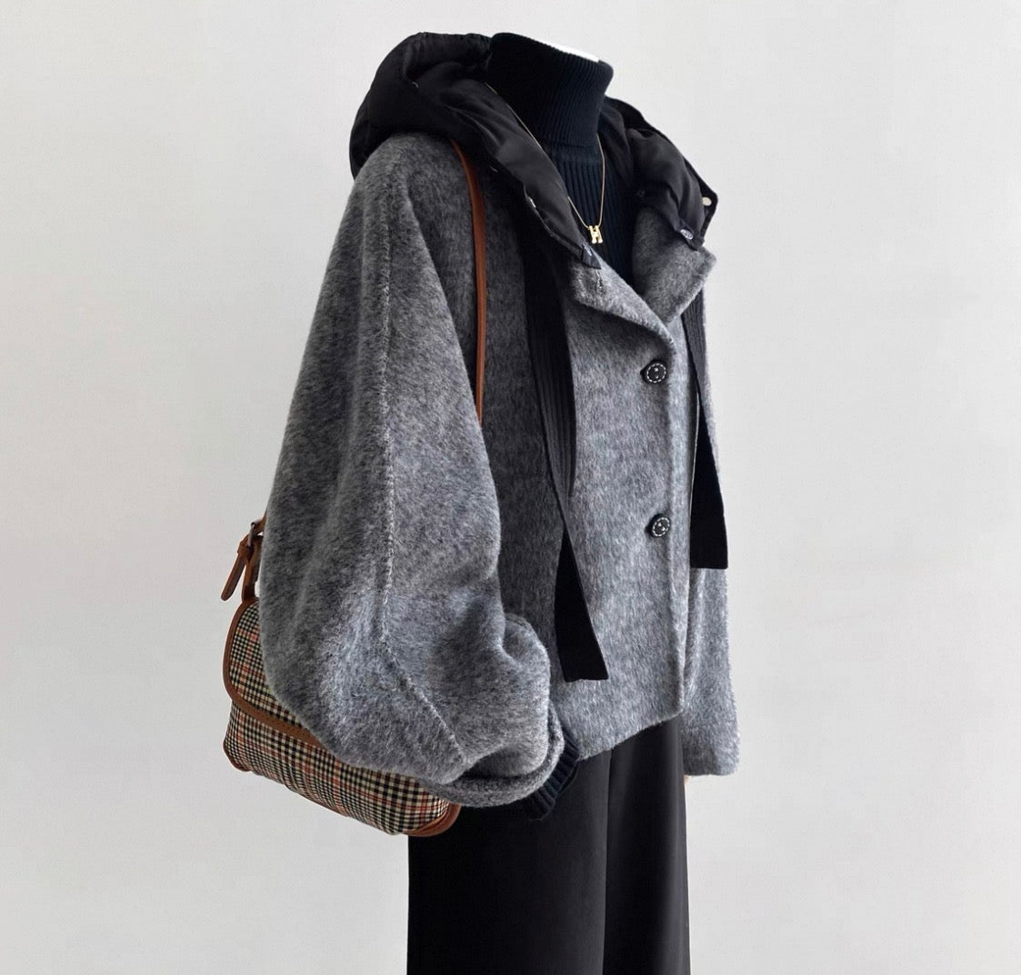 Nora Detachable Hood Wool Jacket