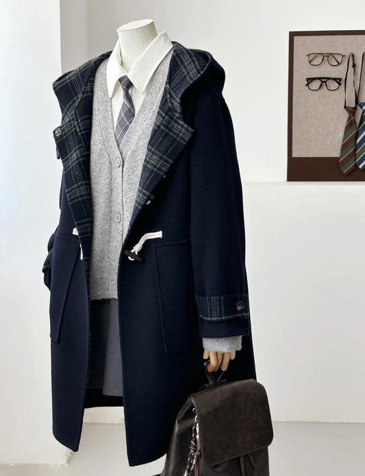 Fern Hooded Duffle Coat - Navy