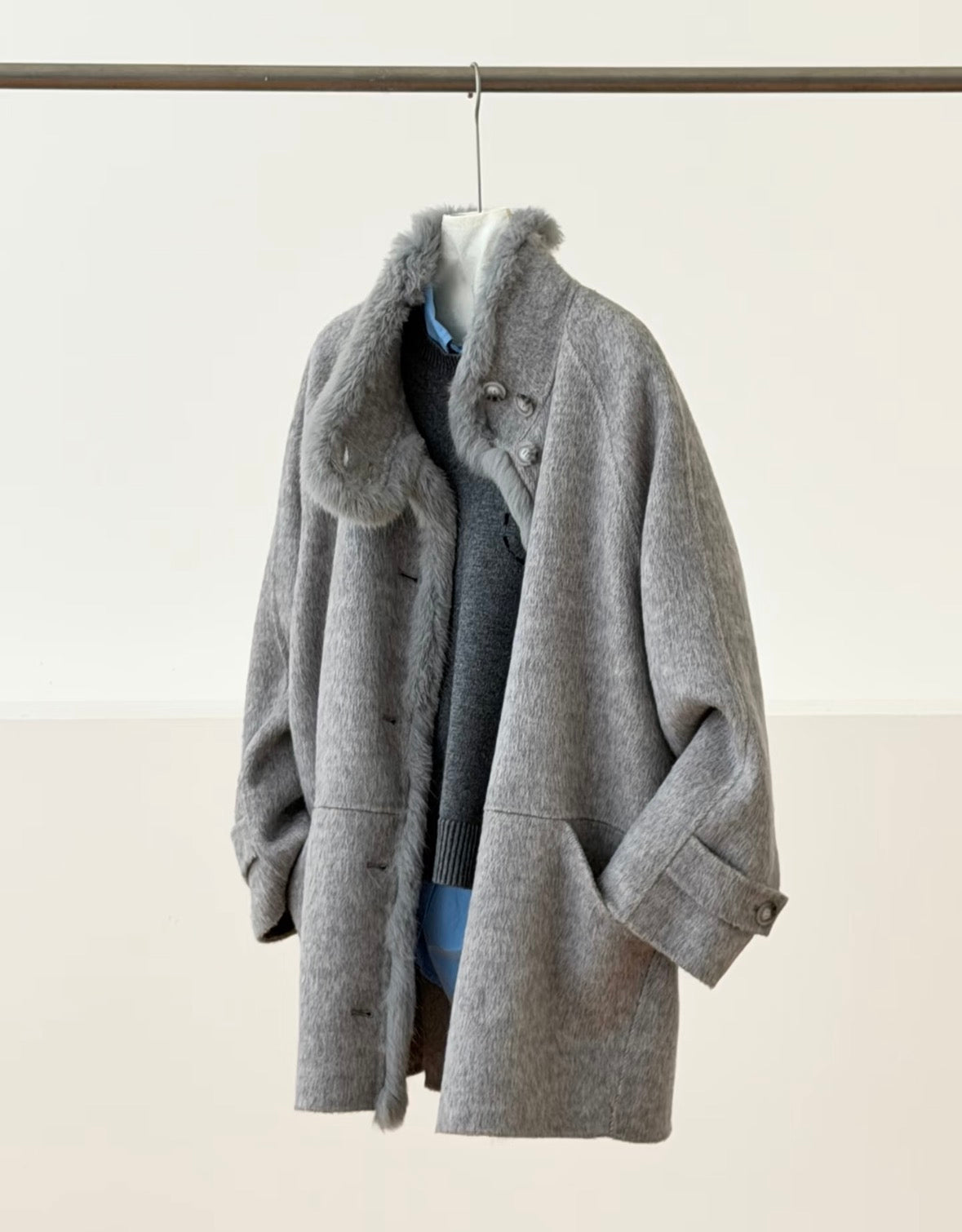 Elowen Fur-Trim Wool Coat
