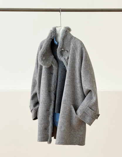 Elowen Fur-Trim Wool Coat