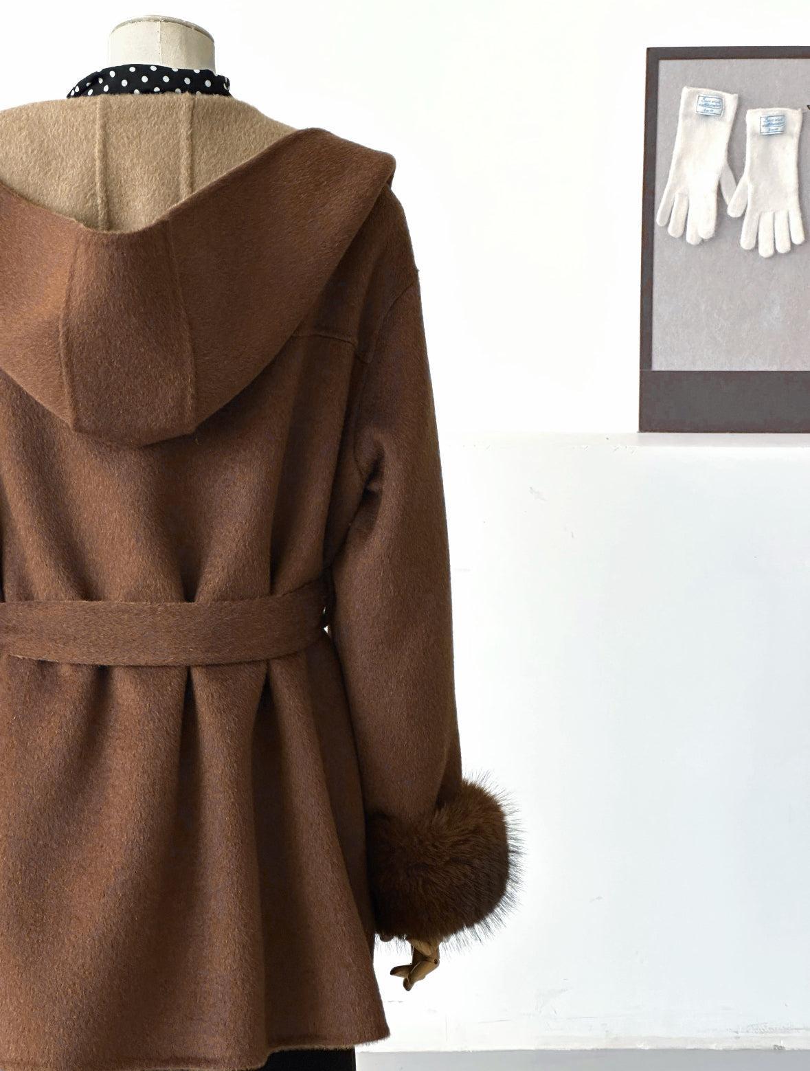 Laurel Two-tone Belted Wrap Coat