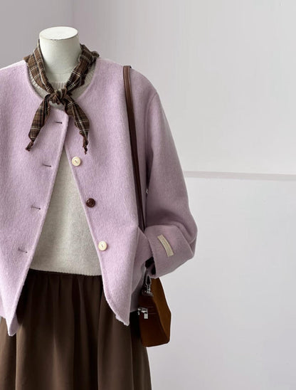 Lysa Cashmere Blended Short Wool Jacket - 2 Color
