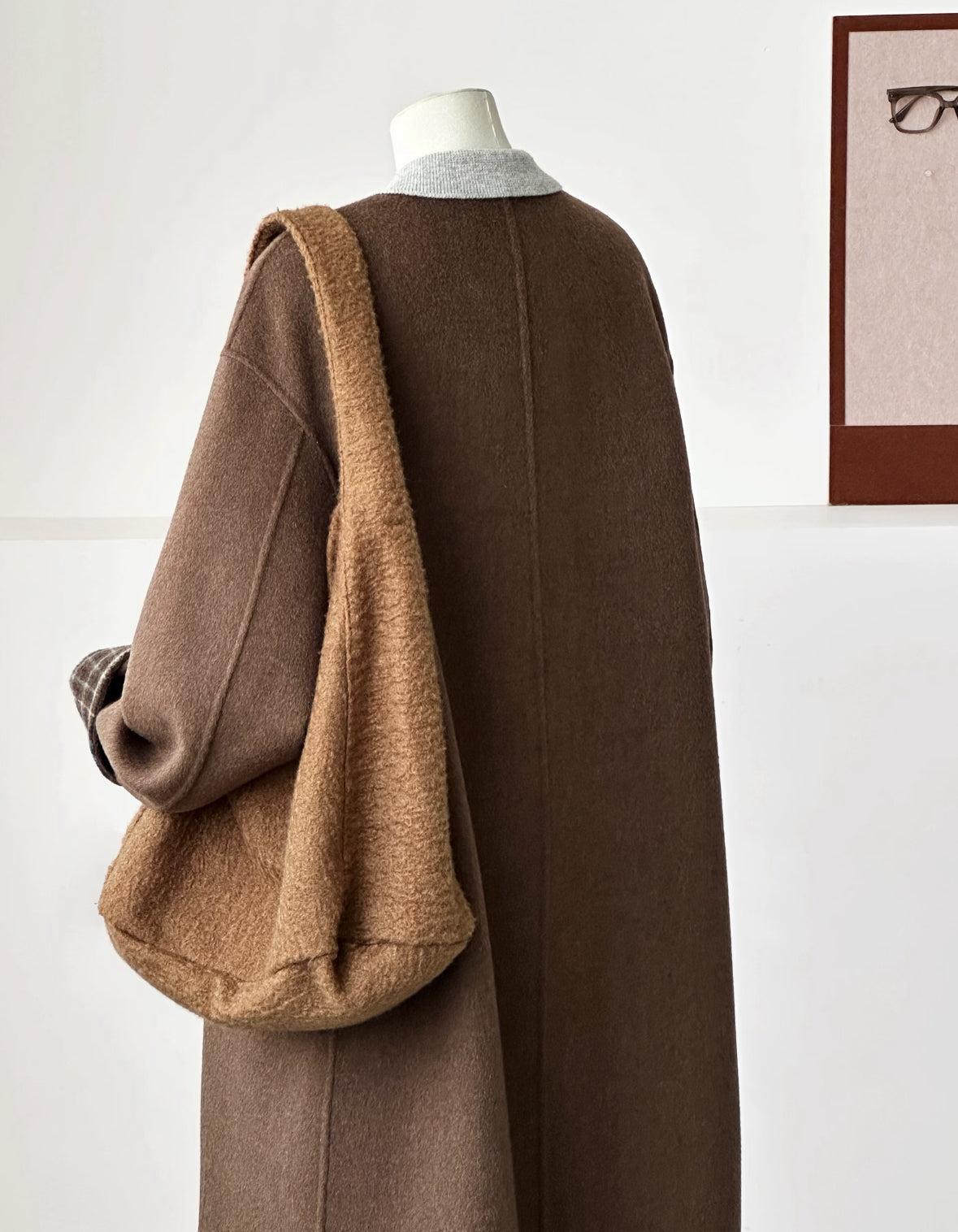 Mira Longline Reversible Wool Coat with Scarf