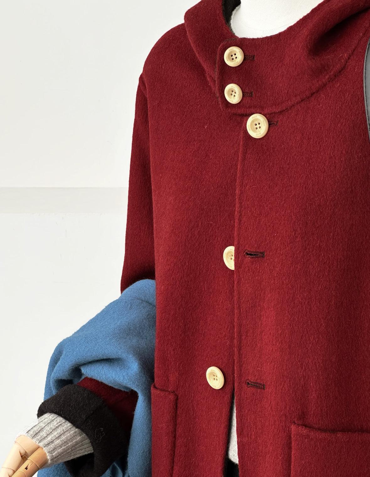 Noir Reversible Hooded Wool Coat