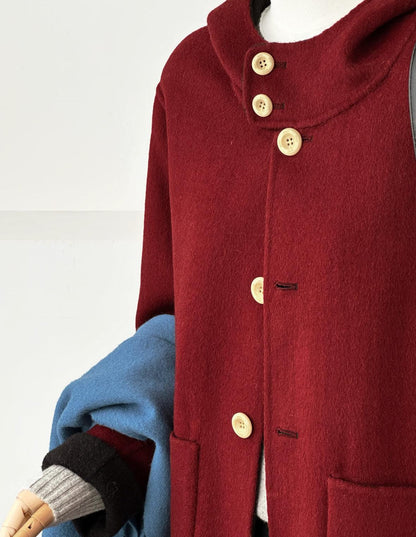 Noir Reversible Hooded Wool Coat