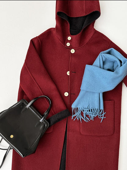 Noir Reversible Hooded Wool Coat